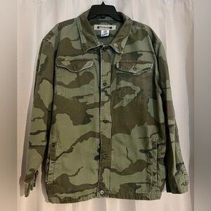 Route 66 Camo Utility Jacket Men’s L Zip & Button Closure Army Green
